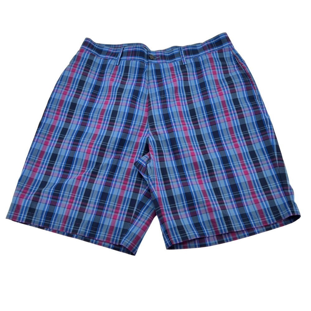 Pro Tour Mens 36 Golf Shorts Blue Purple Pink‎ Plaid Performance Polyester 3786